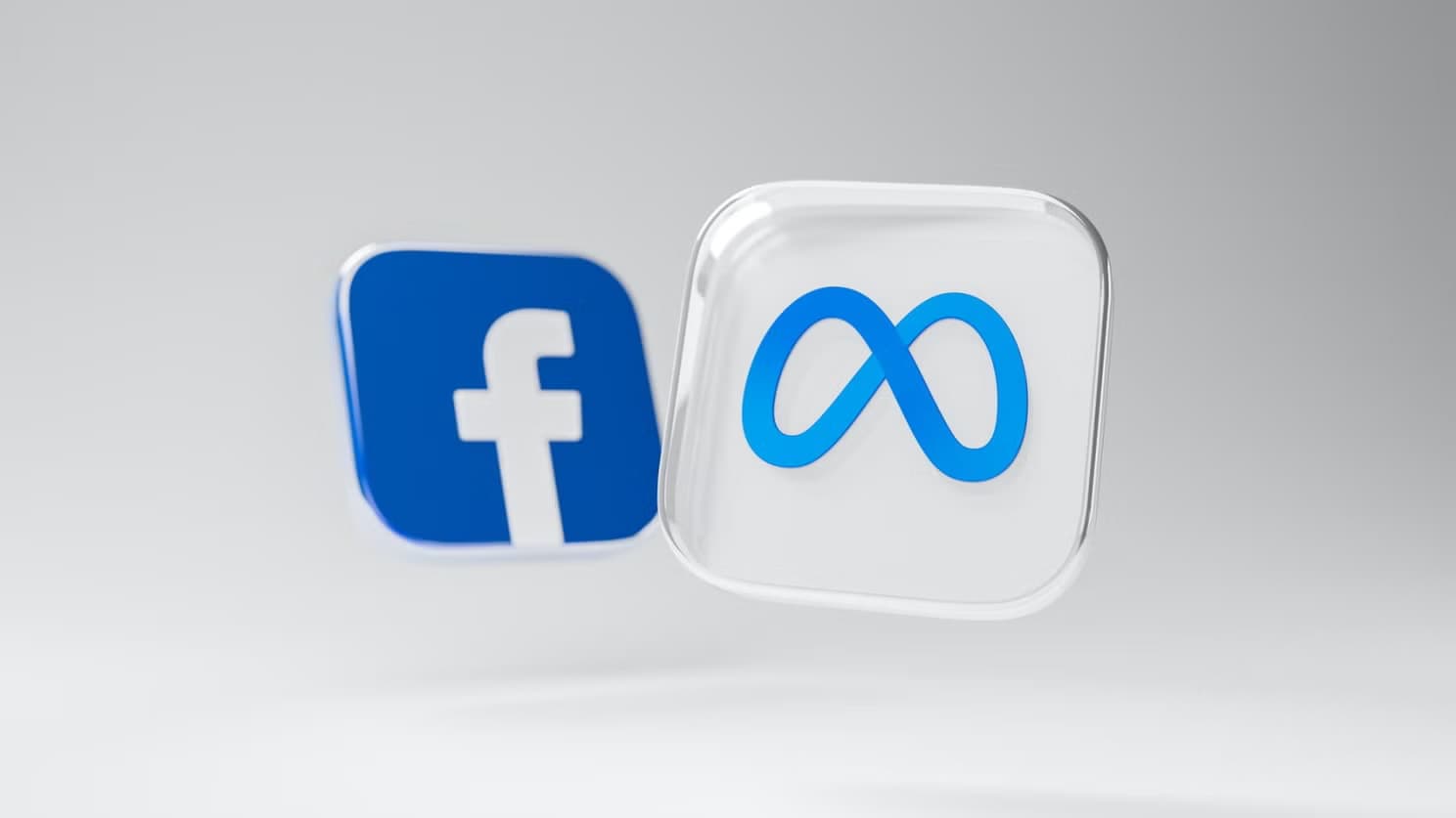 Facebook to Meta rebrand showing old Facebook logo and new Meta infinity logo transition