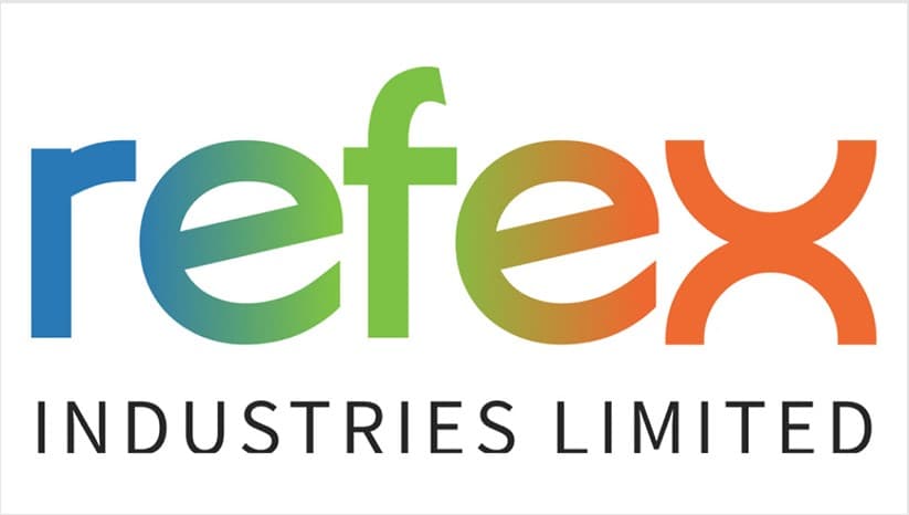 Refex Industries Limited logo in blue, green, and orange colors